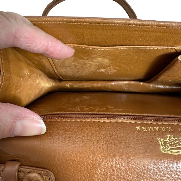 Vintage Eileen Kramer Real Alligator Leather Crossbody Pecan Brown Flap - Picture 9 of 15